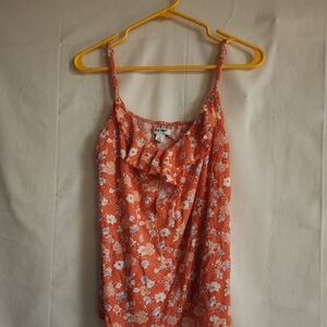 Sleeveless red top with white flowers Summer top